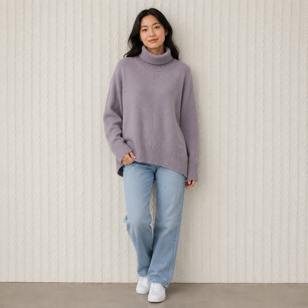Nordstrom Cowl Neck Lavender Wool Blend Sweater Women’s M Minimalist Knitwear